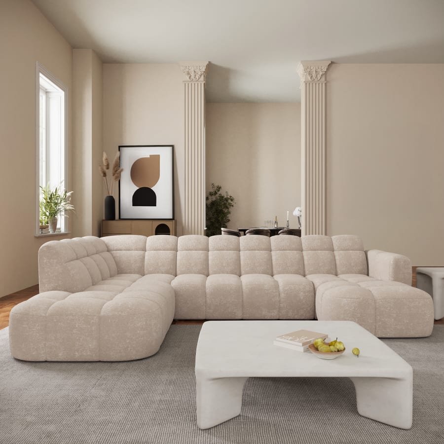 Canapé panoramique tissu beige - Angle droit